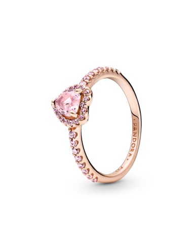 ANILLO CORAZON BRILLANTE ELEVADO ROSA PANDORA ROSE