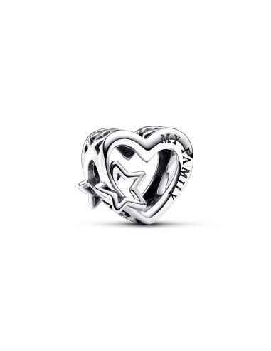 CHARM IN STERLING SILVER FILIGREE HEART FAMILY