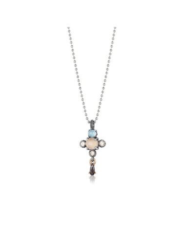 PIGALLE SILVER PENDANT WITH ROSE QUARTZ SIMILAR OPAL