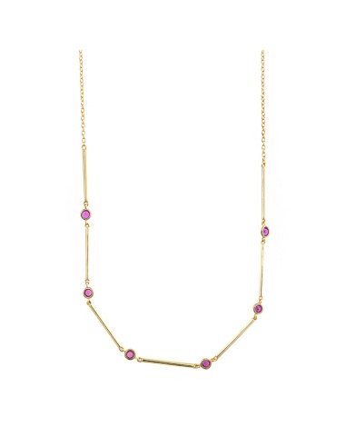 GOLDEN SILVER NECKLACE WITH RECT C P RUBY TUBES