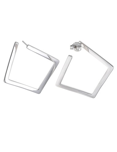 SMOOTH SQUARE RHODIUM SILVER EARRINGS
