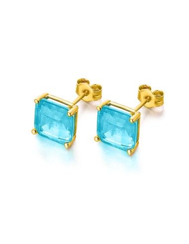 TOP SWISS YELLOW GOLD AND BLUE TOPAZ EARRINGS