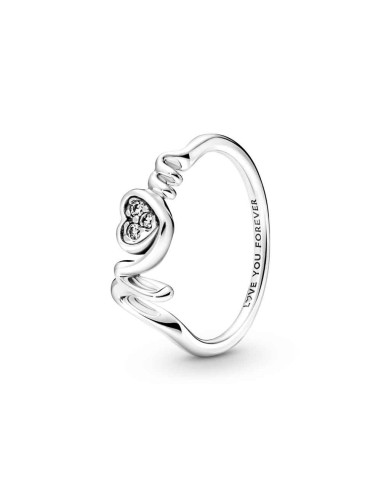 SILVER RING OF FIRST LAW MAM HEART IN PAV
