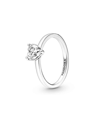 STERLING SILVER SOLITAIRE RING HEART B
