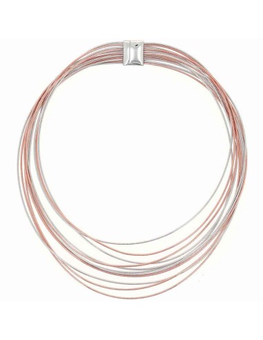 COLLAR PLATA CHAPADA BICOLOR DNA RODIO ROSA