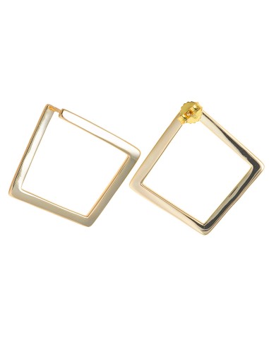 SMOOTH IRREGULAR SQUARE GOLDEN SILVER EARRINGS