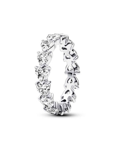 ETERNITY ROW OF HEARTS STERLING SILVER RING
