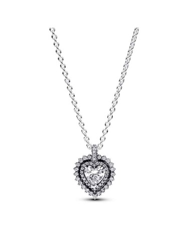 BRILLIANT HALO HEART STERLING SILVER NECKLACE