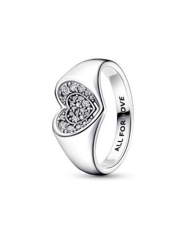 STERLING SILVER RING WITH RADIANT HEART STAMP IN P