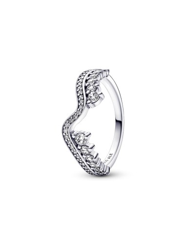 STERLING SILVER RING WITH BRILLIANT ASYMMETRICAL WAVE