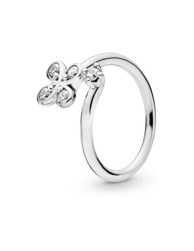 SILVER FLOWER RING WITH FOUR PETALS