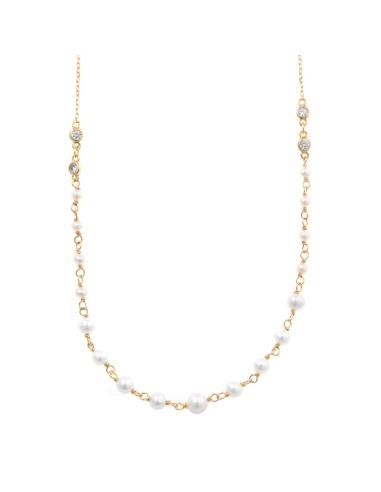 GOLD SILVER NECKLACE FRESHWATER PEARLS