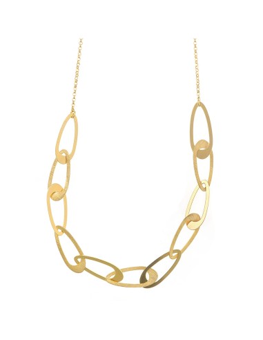 SILVER NECKLACE GOLD LINKS MATTE SHEEN OVAL