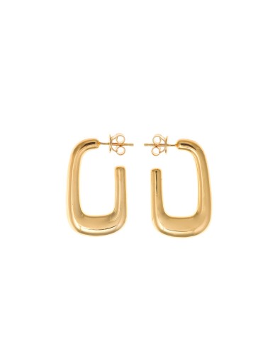 EARRINGS SILVER GOLD RECTANGULAR RING