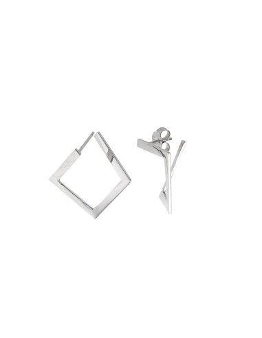 EARRINGS SILVER RHODIUM SQUARE IRREGULAR SMOOTH