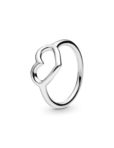 POLISHED OPEN HEART SILVER RING