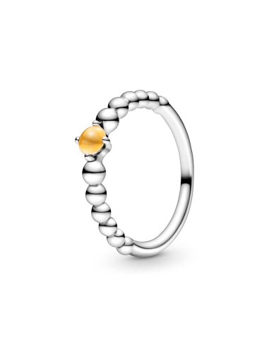 SILVER RING WITH HONEY SPHERES