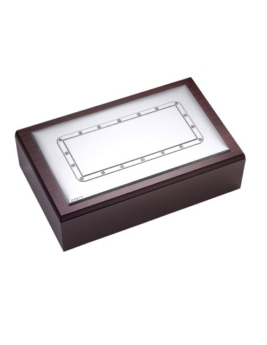 WOODEN BOX WITH SILVER DETAIL 205X125