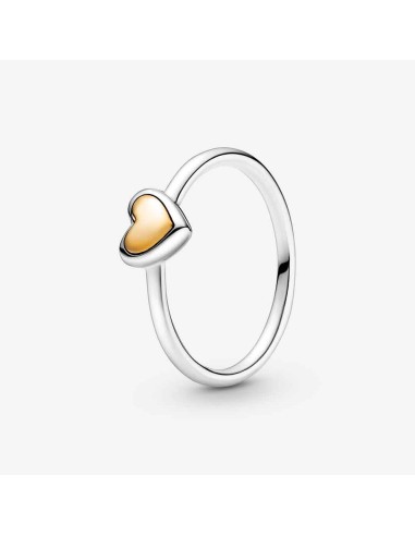 SILVER HEART RING WITH GOLDEN CENTER