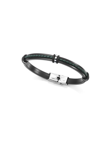 PULSERA VICEROY ACERO SILICONA Y PIEL NEGRA