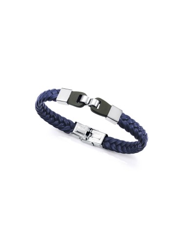 PULSERA VICEROY ACERO Y PIEL TRENZADA AZUL