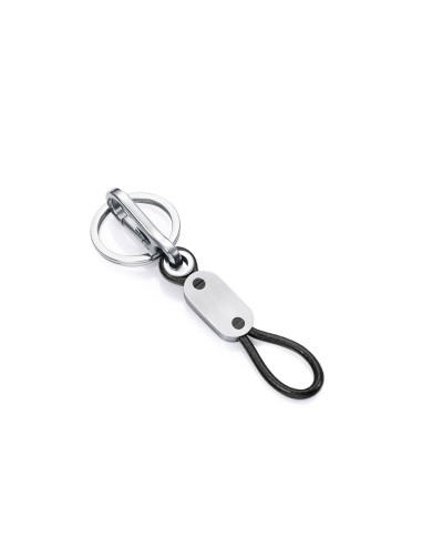 KEY CHAIN Steel AND BLACK SKIN