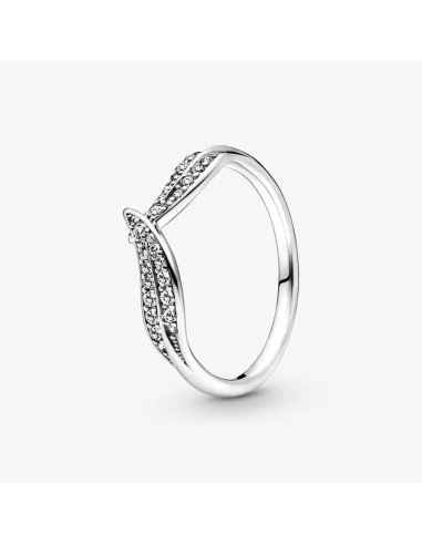 SILVER RING WITH DIAMOND LEAVES