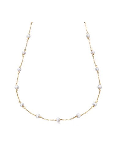 YELLOW GOLD NECKLACE AND CULTURED PEARLS