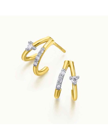 TWO-COLOR GOLD EARRINGS DOUBLE-C SHINY