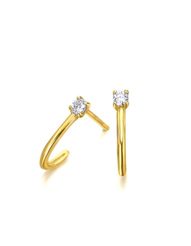 YELLOW GOLD M BRILLIANT C HOOP EARRINGS