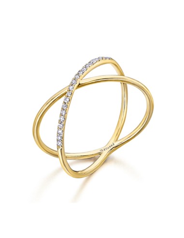 BRIGHT YELLOW GOLD RING CROSSED