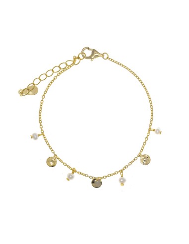 Bracelet GOLD SILVER WITH DISCS AND PEARLS