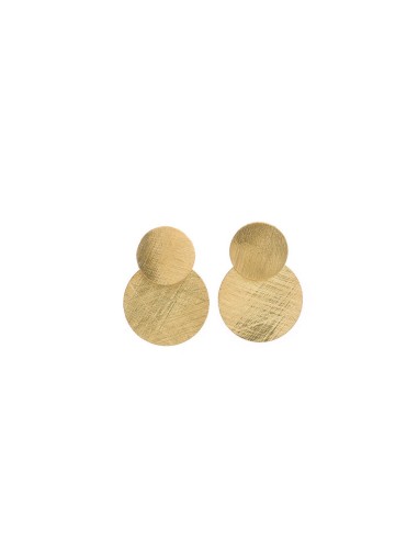GOLDEN SILVER SATIN TWO CIRCLES EARRINGS