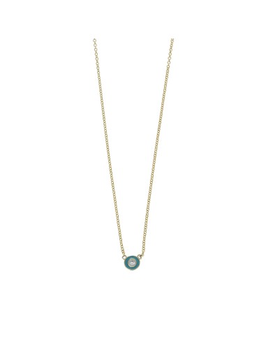 GOLDEN SILVER TURQUOISE ENAMEL CIRCLE NECKLACE
