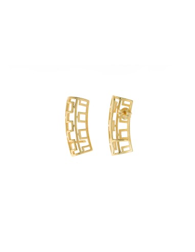 GOLD PLATED SILVER EARRINGS TUBE CUBIC BORDER