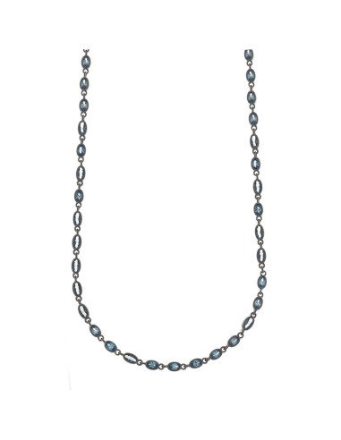 SILVER RUTHENIUM NECKLACE WITH BLUE SPINEL CRYSTALS