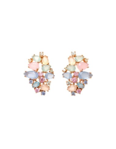 PINK SILVER EARRINGS WITH MULTICOLORED CRYSTALS