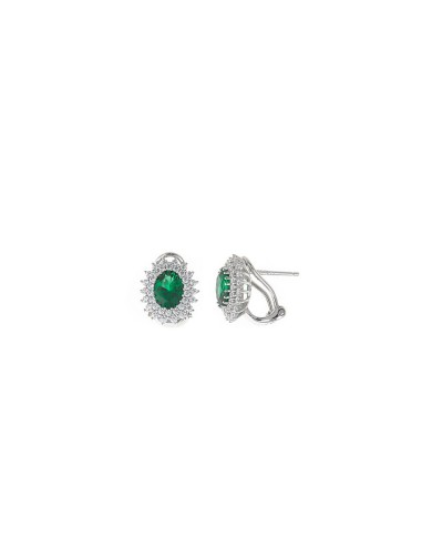 PENDIENTES PLATA ORLA OVALADA CIRCONITAS P VERDE