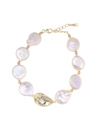 PULSERA PLATA DORADO PERLAS DE AGUA DULCE