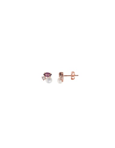 PENDIENTES PLATA ROSA PERLARODOLITA MARQUESA