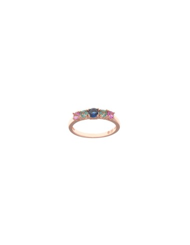 PINK SILVER RING WITH GREENBLUE ZIRCONS