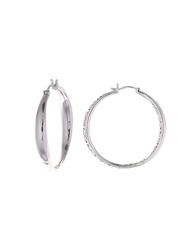 RHODIUM SILVER EARRINGS WITH BRIGHT POLISHED OPENWORK