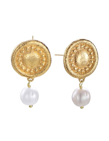 DURAN EXQUSE GILT SILVER AND PEARL EARRINGS