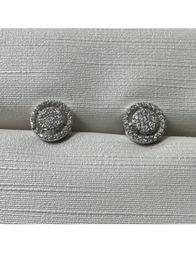 PENDIENTES ORO BLANCO REDONDO WITH CIRCONI PAVEE