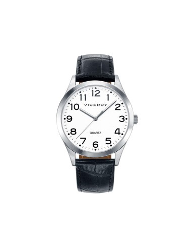 RELOJ VICEROY ACERO CORREA PIEL NEGRA