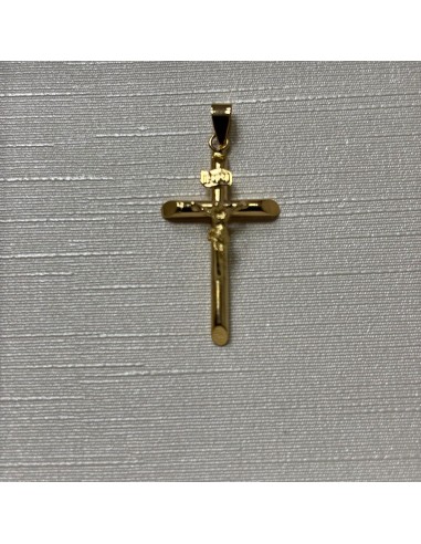 CRUZ ORO AMARILLO CON CRISTO 28X16X2 MM