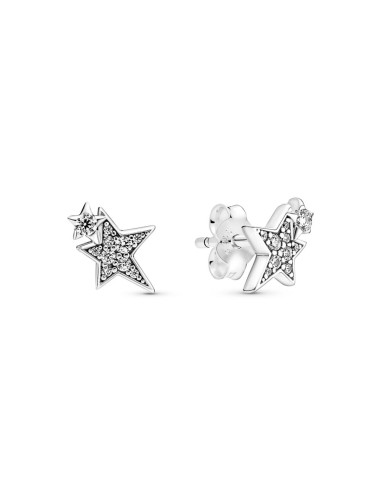SILVER EARRINGS WITH BRILLIANT ASYMMETRICAL STARS
