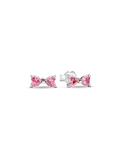 STERLING SILVER PINK BOW BUTTON EARRINGS BRI