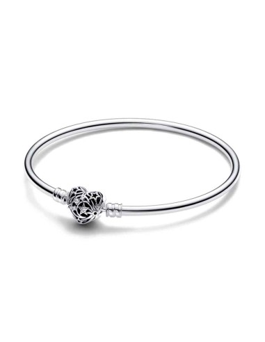 Bracelet RIGID SILVER WITH CELESTIAL HEART CLOSURE