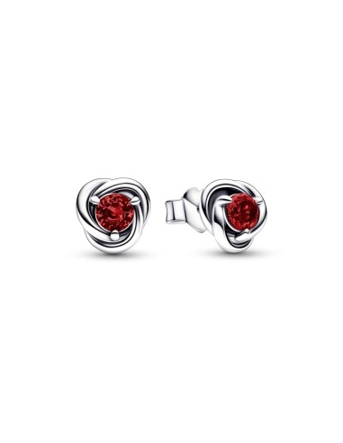 SILVER EARRINGS WITH RED ETERNITY CIRCLE BUTTON